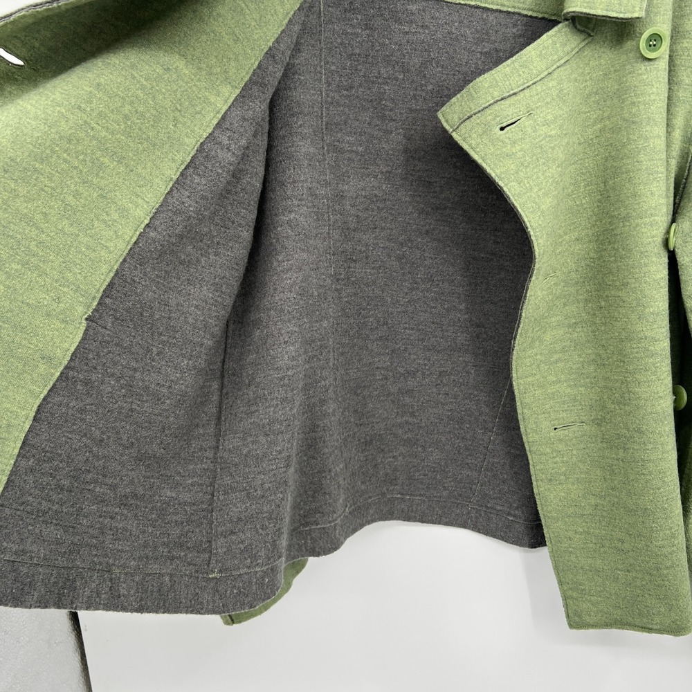 Eileen Fisher double breasted merino wool pea coat jacket lightweight green M - Picture 8 of 10